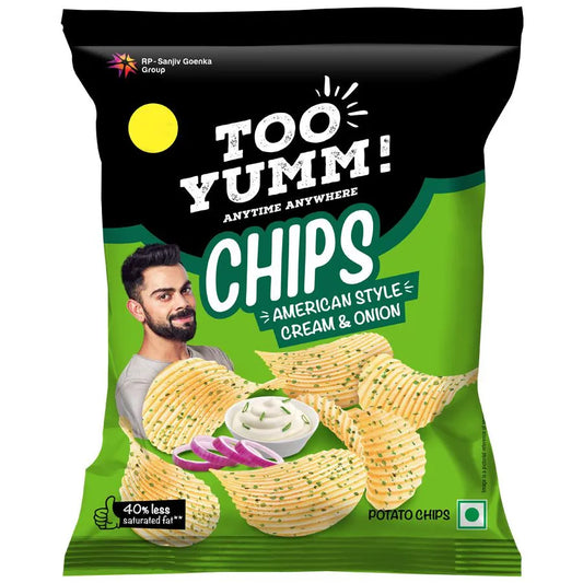 50x Too Yumm! Potato Chips - American Style Cream & Onion, Pack of 50 - 45g each