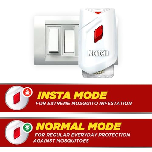 Mortein 45 ml Refill + Machine, Fits All Machines | SmartPlus Mosquito Killer Combo | 100% Protection from Dengue Mosquitoes | Insect & Mosquito Repellent (1 Machine+1 Refill)