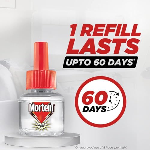 Mortein 45 ml Refill + Machine, Fits All Machines | SmartPlus Mosquito Killer Combo | 100% Protection from Dengue Mosquitoes | Insect & Mosquito Repellent (1 Machine+1 Refill)
