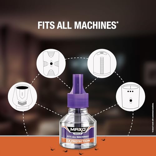 Maxo Genius Liquid Vaporizer Combo (Machine + 1 Refill Liquid 45ml) |India's 1st Automatic Machine with INTELLICHIP Feature|Maximum Protection Against Dengue,Malaria Causing Mosquitoes -2X Protection