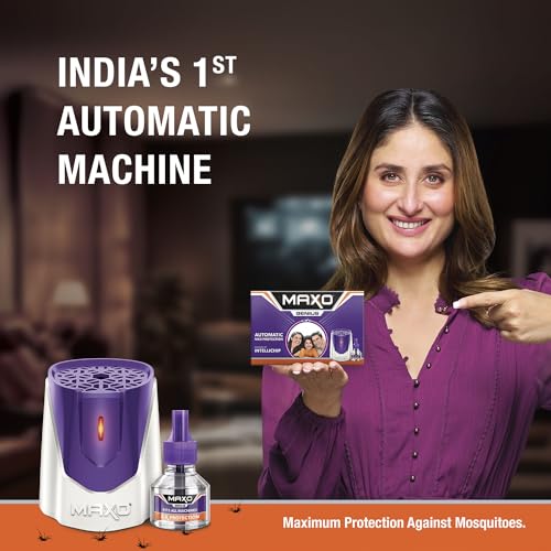 Maxo Genius Liquid Vaporizer Combo (Machine + 1 Refill Liquid 45ml) |India's 1st Automatic Machine with INTELLICHIP Feature|Maximum Protection Against Dengue,Malaria Causing Mosquitoes -2X Protection