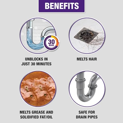 Harpic Toilet Cleaner Original, 1 L + Bathroom Cleaner Lemon - 1 L + Drain Xpert Drain Cleaning Powder (50g x 8)