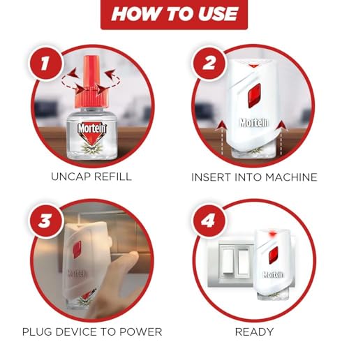 Mortein 45 ml Refill + Machine, Fits All Machines | SmartPlus Mosquito Killer Combo | 100% Protection from Dengue Mosquitoes | Insect & Mosquito Repellent (1 Machine+1 Refill)