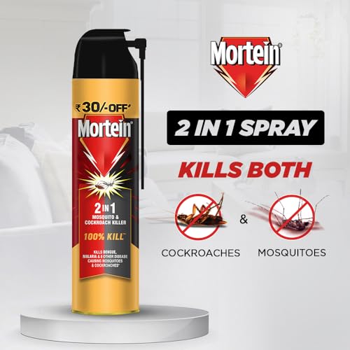 Mortein 2 In 1 Mosquito And Cockroach Killer Spray - 400Ml | Lemon Fragrance | 100% Kill Guarantee, Pack Of 1