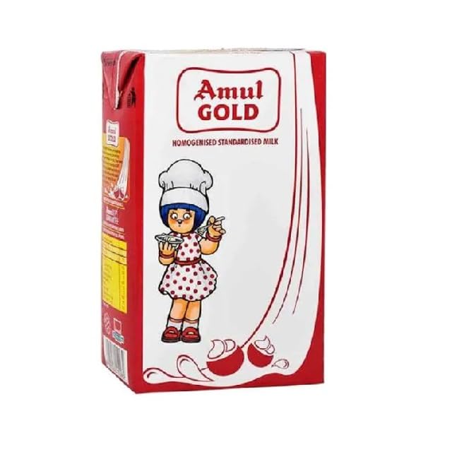 10x Amul Gold Milk Homogenized Standardized, 1L each - Pack of 10