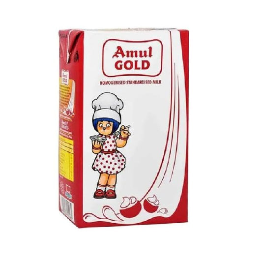10x Amul Gold Milk Homogenized Standardized, 1L each - Pack of 10