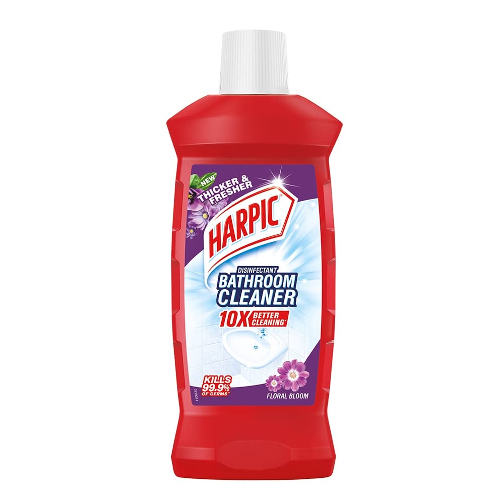 Harpic Flushmatic In-Cistern Toilet Cleaner Blocks, Marine - 150 g | Lasts Upto 240 Flushes & Disinfectant Bathroom Cleaner Liquid, Floral - 1 L | India's # 1 Bathroom Cleaner