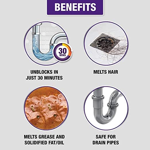 Harpic Drain Xpert Drain Cleaning Powder (50g x 10) | Removes Blockages within 30 mins UNIQUE...