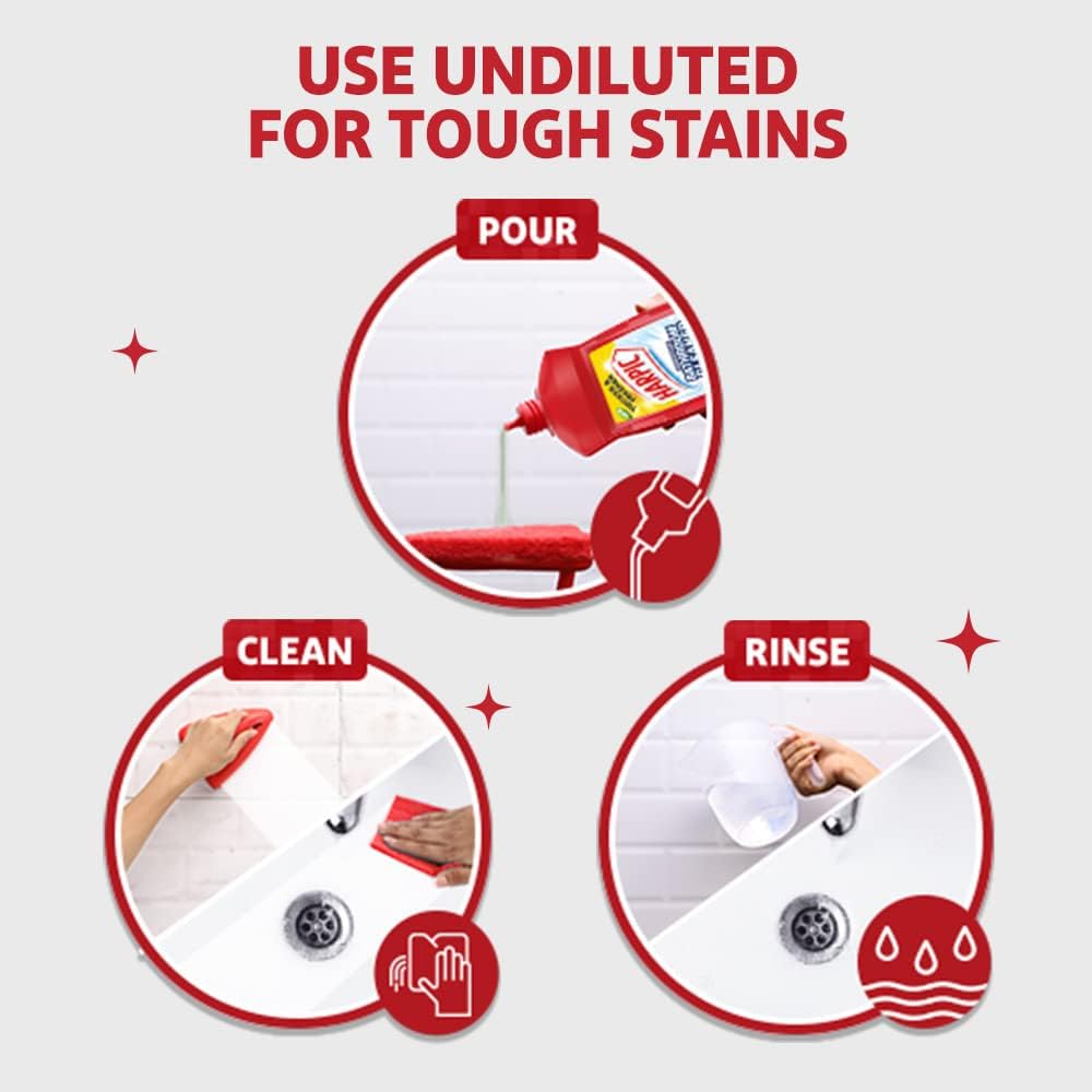 Harpic Disinfectant Bathroom Cleaner Liquid, Lemon - 1L + Harpic Drain Xpert Drain Cleaning Powder (50g x 8)