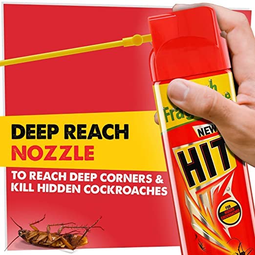 HIT Spray, Crawling Insect Killer Instant Kill, Deep-Reach Nozzle, Fresh Fragrance (Red, 400ml)