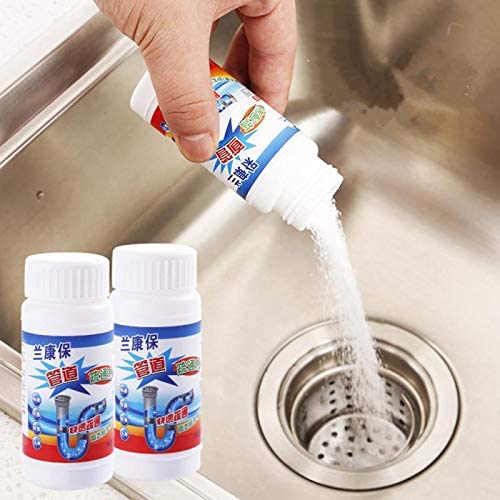 ERZA Drain Cleaner Powder, Sink Deodorizer, Effective Sink Cleaner, Drain Blockage Remover, Drain Pipe Cleaner, Keep Clogs Free for Kitchen Bathroom Toilet Washbasin Septic Tank, Pack of 3, 330 Gm