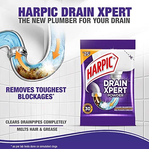 Harpic Drain Xpert Drain Cleaning Powder (50g x 10) | Removes Blockages within 30 mins UNIQUE...