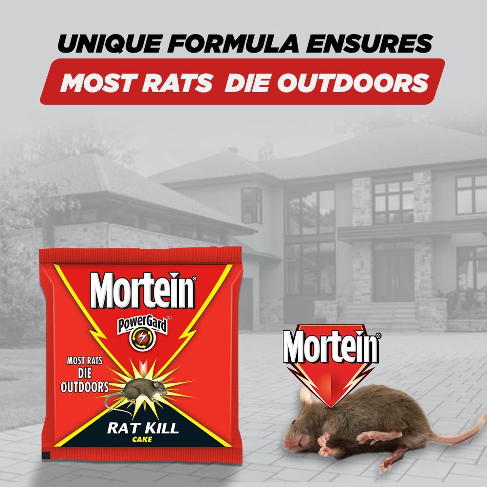 Mortein 100 G (Pack of 10) Powergard Rat Kill Cake| Kills Rats Outdoors in One Feed | Effective Against All Types of Rats
