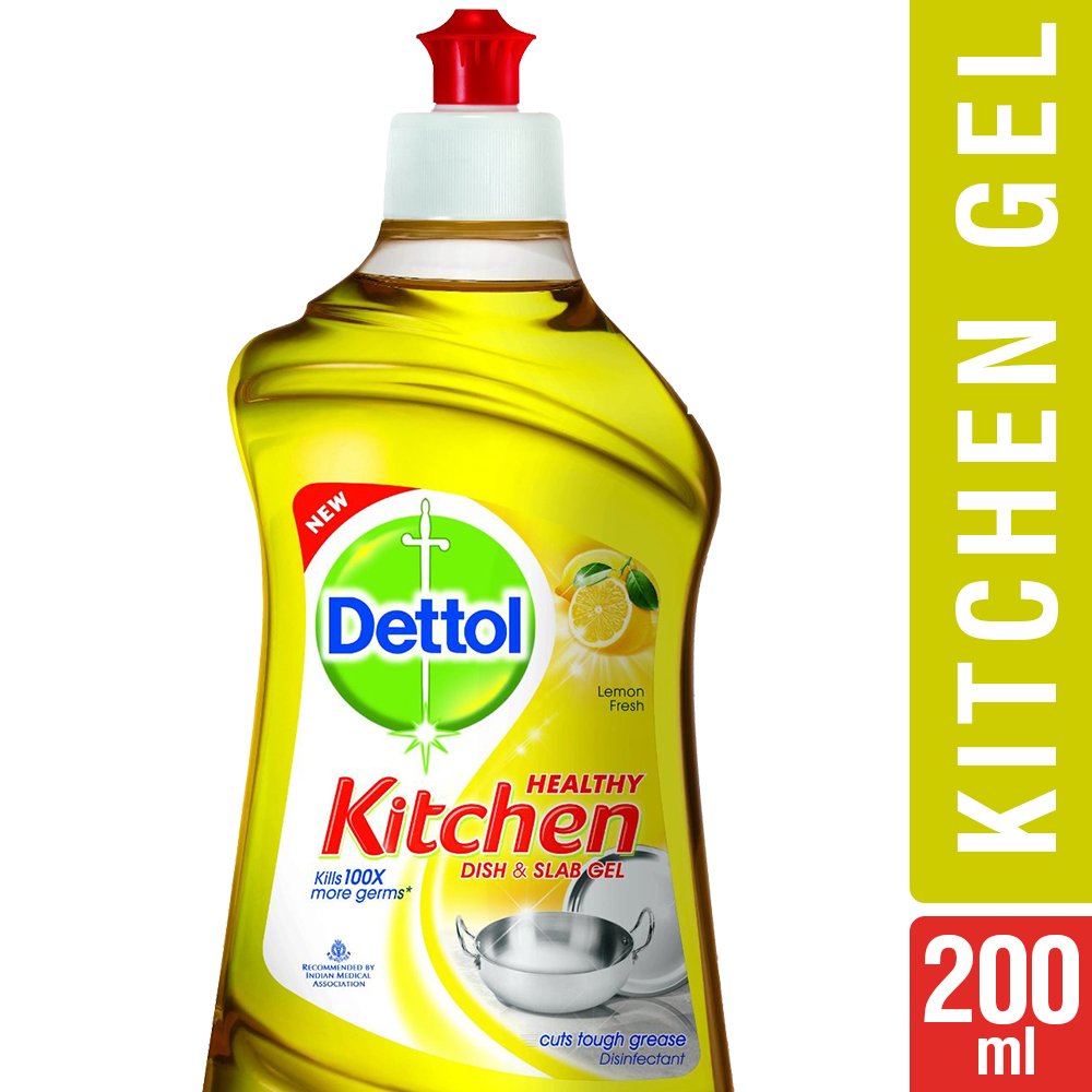 Dettol Kitchen Dish and Slab Gel - 200 ml (Lemon Fresh)