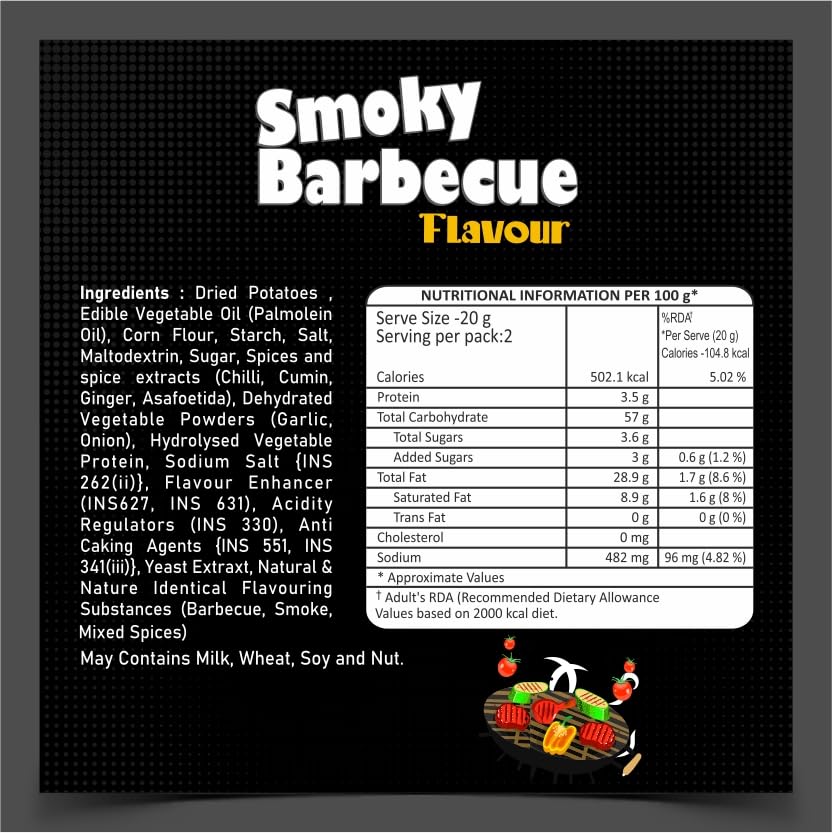 Dibs stacks (Pack of 6, 45 GM Each) Smoky Barbecue Potato Crisps Chips On the Go Adventure, Crunchy Healthy and Tasty Chips, Snacks Chips