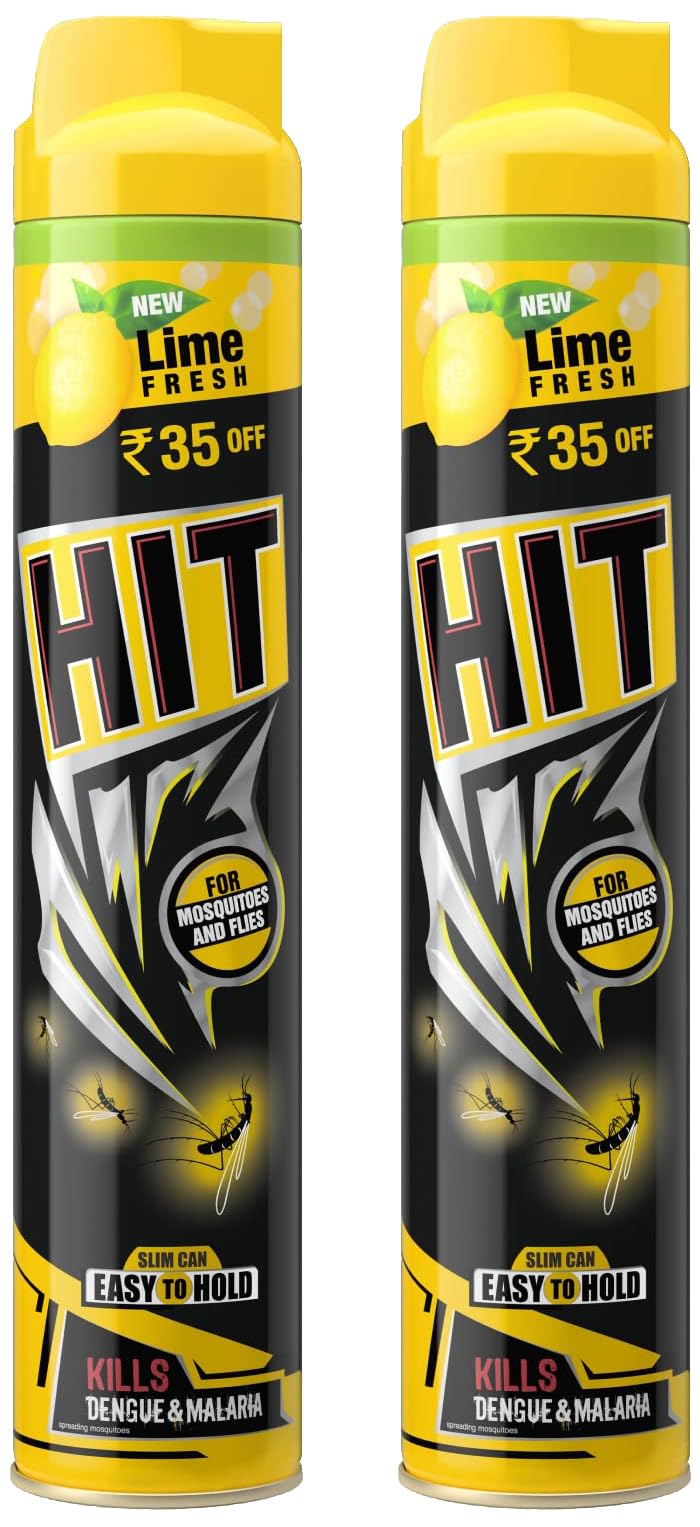 HIT Flying Insect Killer - Mosquito & Fly Killer Spray (400ml) | Lime Fragrance | Instant Kill | Protection from Dengue & Malaria (Pack of 2)