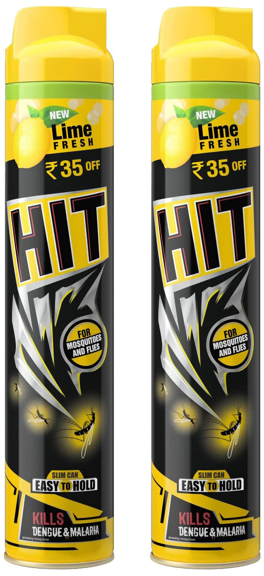 HIT Flying Insect Killer - Mosquito & Fly Killer Spray (400ml) | Lime Fragrance | Instant Kill | Protection from Dengue & Malaria (Pack of 2)