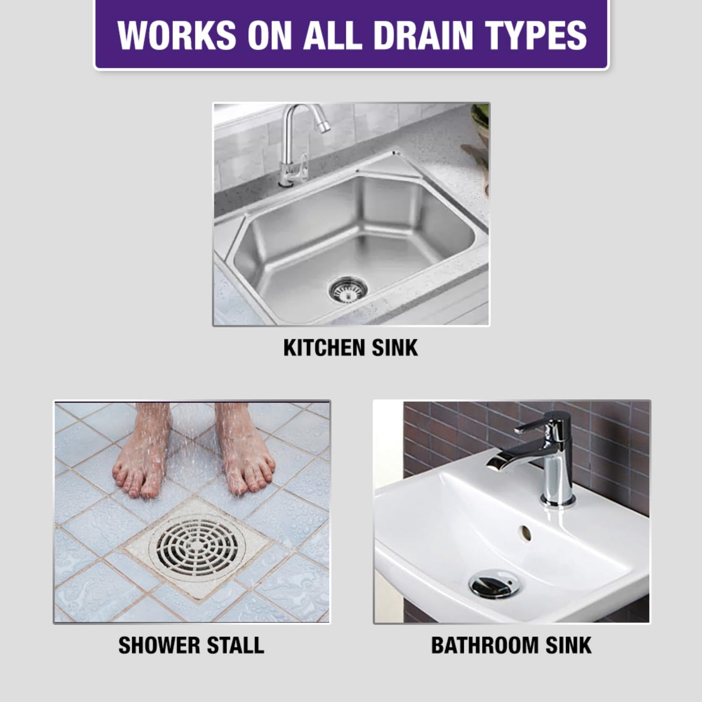 Harpic (50g x 8), DrainXpert Drain Cleaner Powder | Effective Sink Cleaner, Drain Blockage Remover, Drain Pipe Cleaner