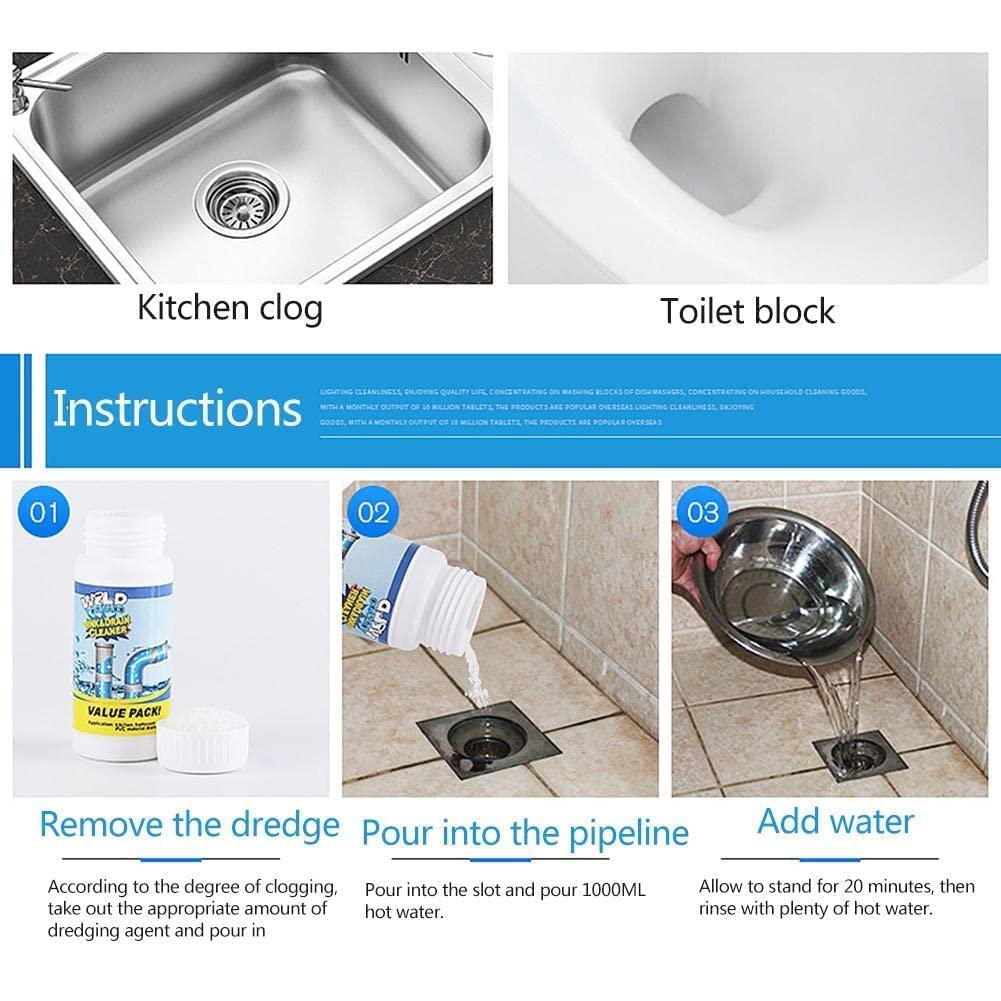 TALISH Powerful Sink & Drain Blockage Cleaner Powder Cleaning Tool,Drain Cleaner & Clog, Automatic Toilet Blockage Cleaner