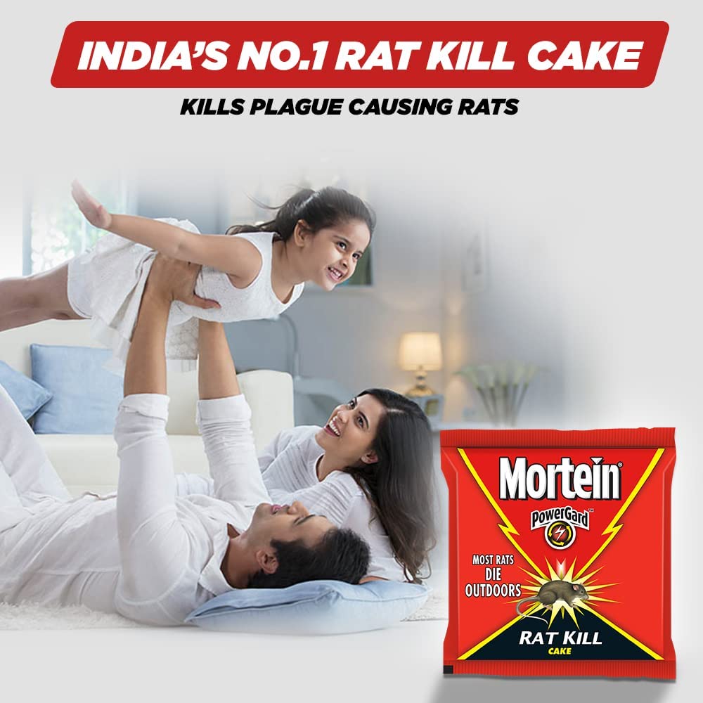 Mortein 100 G (Pack of 10) Powergard Rat Kill Cake| Kills Rats Outdoors in One Feed | Effective Against All Types of Rats