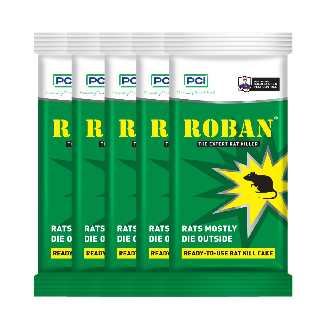 PCI Roban The Rat Killer Cake (Pack of 5) | Kills Rats Outdoors in One Feed, Effective Against All Types of Rats