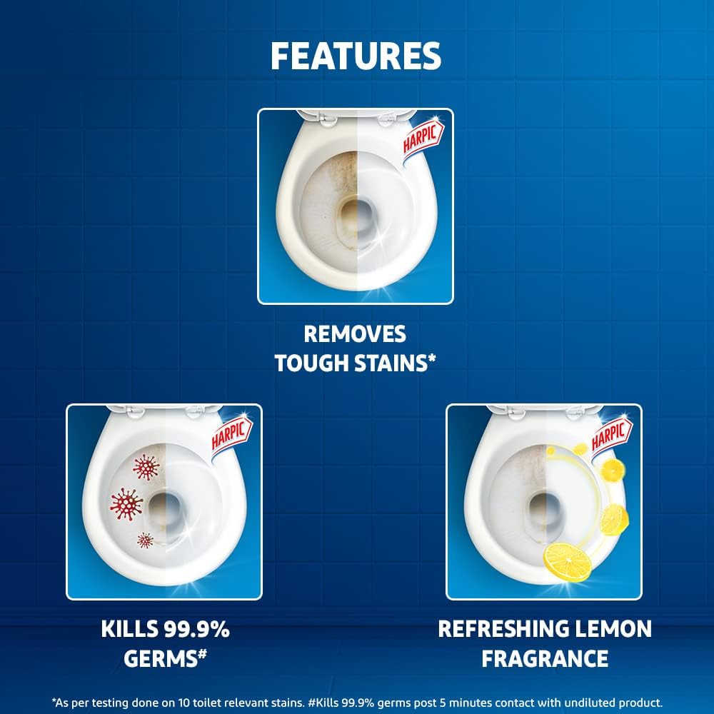 Harpic Disinfectant Toilet Cleaner Liquid, Orange - 1 L & Harpic Drain Xpert Drain Cleaner Powder (50g x 8) | Effective Sink Cleaner, Drain Blockage Remover, Drain Pipe Cleaner