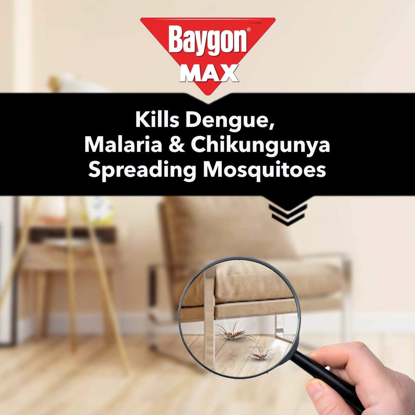 Baygon Max Mosquito and Fly Killer Spray, 625ml | Instant Mosquito Killer | Kills Dengue & Malaria Spreading Mosquitoes | With Double Nozzle Technology for 30% Wider Coverage