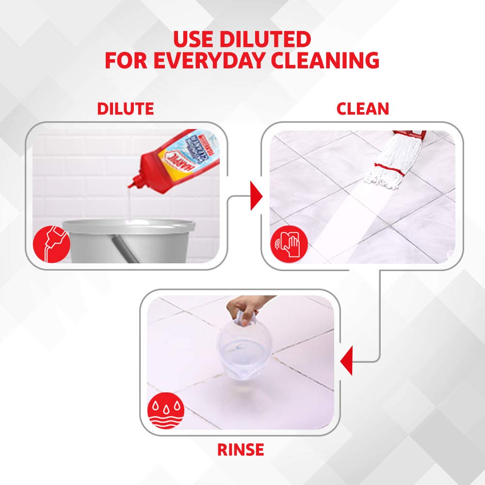 Harpic Bathroom Cleaner Liquid, Lemon - 1 Litre | New Thicker Bathroom Floor Cleaner | Red Harpic Bottle