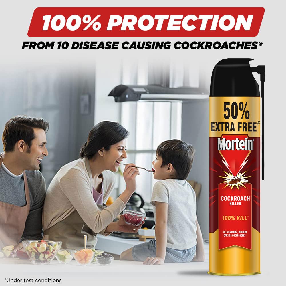Mortein 425 ml + 200 ml Free - Cockroach Killer Spray, Crawling Insect Killer with Deep-Reach Nozzle | 100% Kill Guarantee