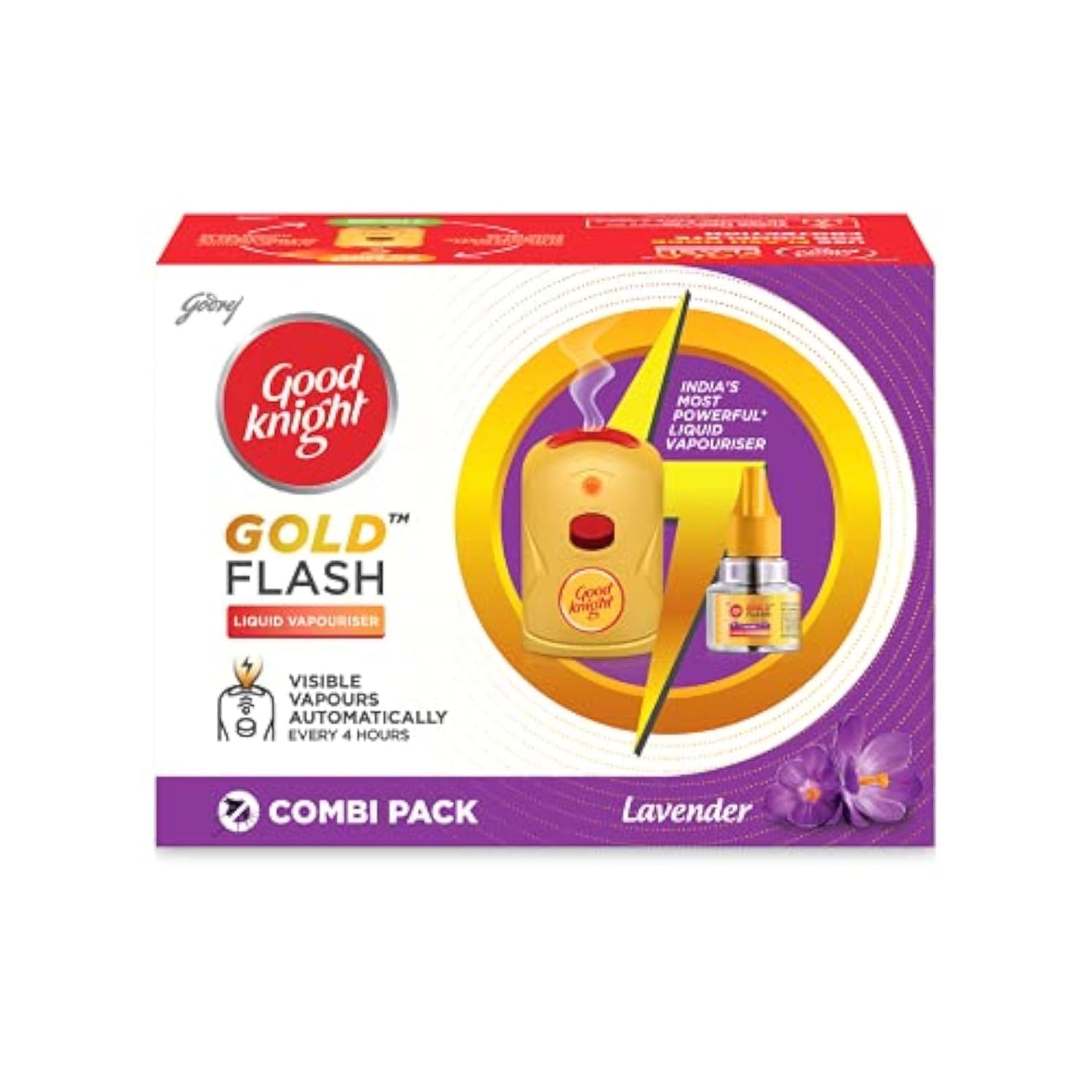 Good Knight Gold Flash Lavender Machine + Refill Liquid, Liquid, 45 Ml, Unisex