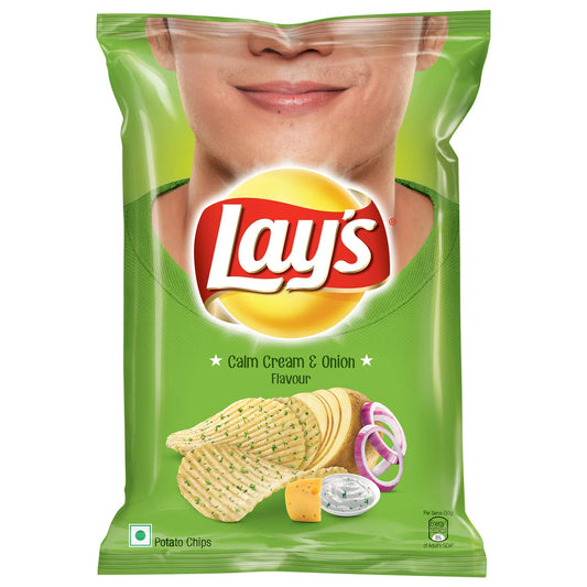 50x Lays Calm Cream & Onion Flavour, Potato Chips (52g) each (Pack of 50)
