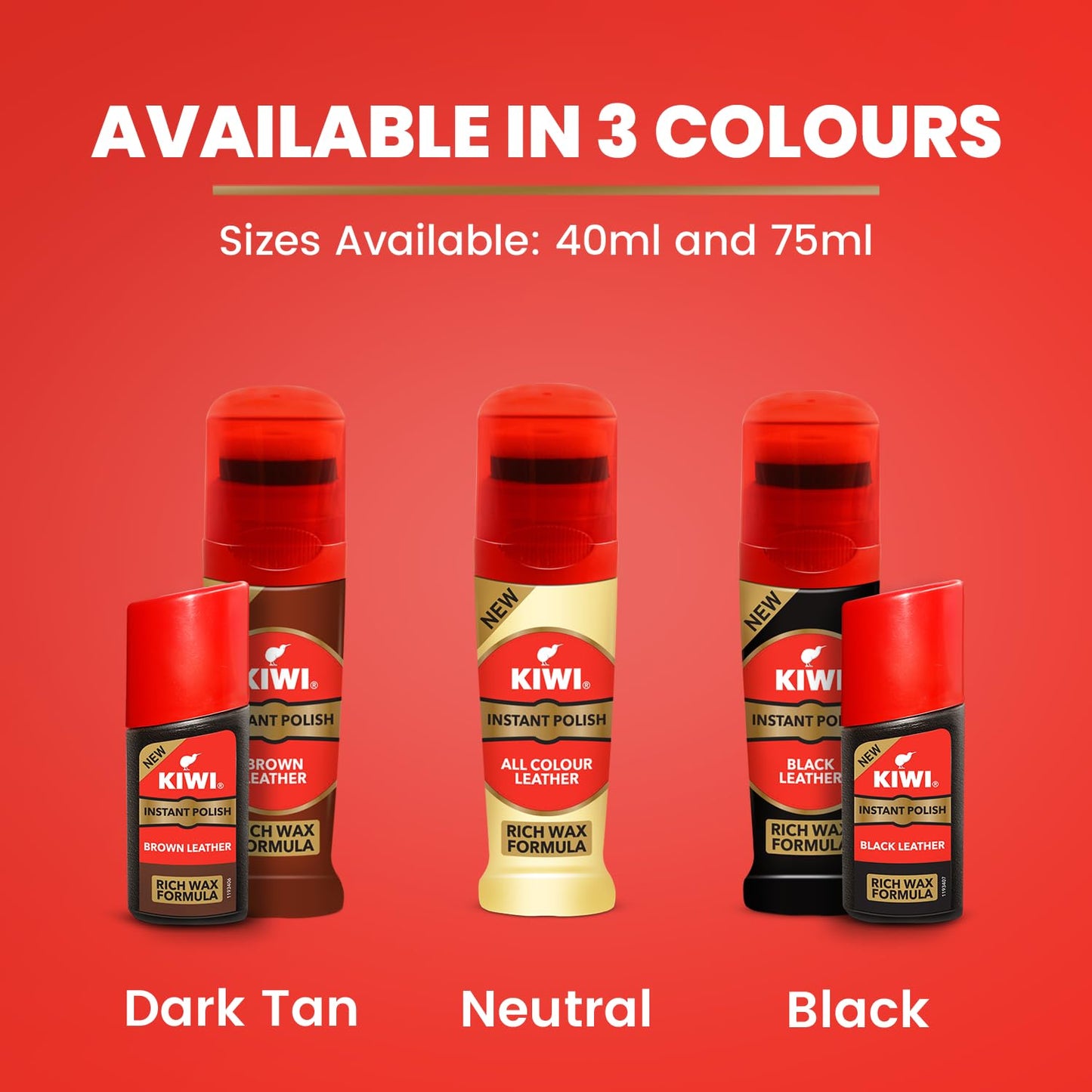 4x KIWI Instant Liquid Glossy Finish Shoe Polish (75 Ml, Neutral) each - Pack of 4