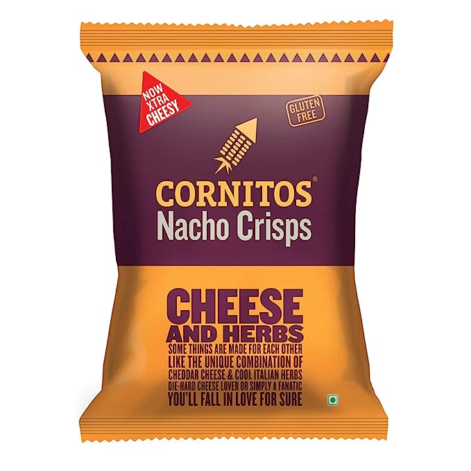 50x Cornitos Nachos Crisps, Cheese and Herbs, Pack of 50 - 55g each