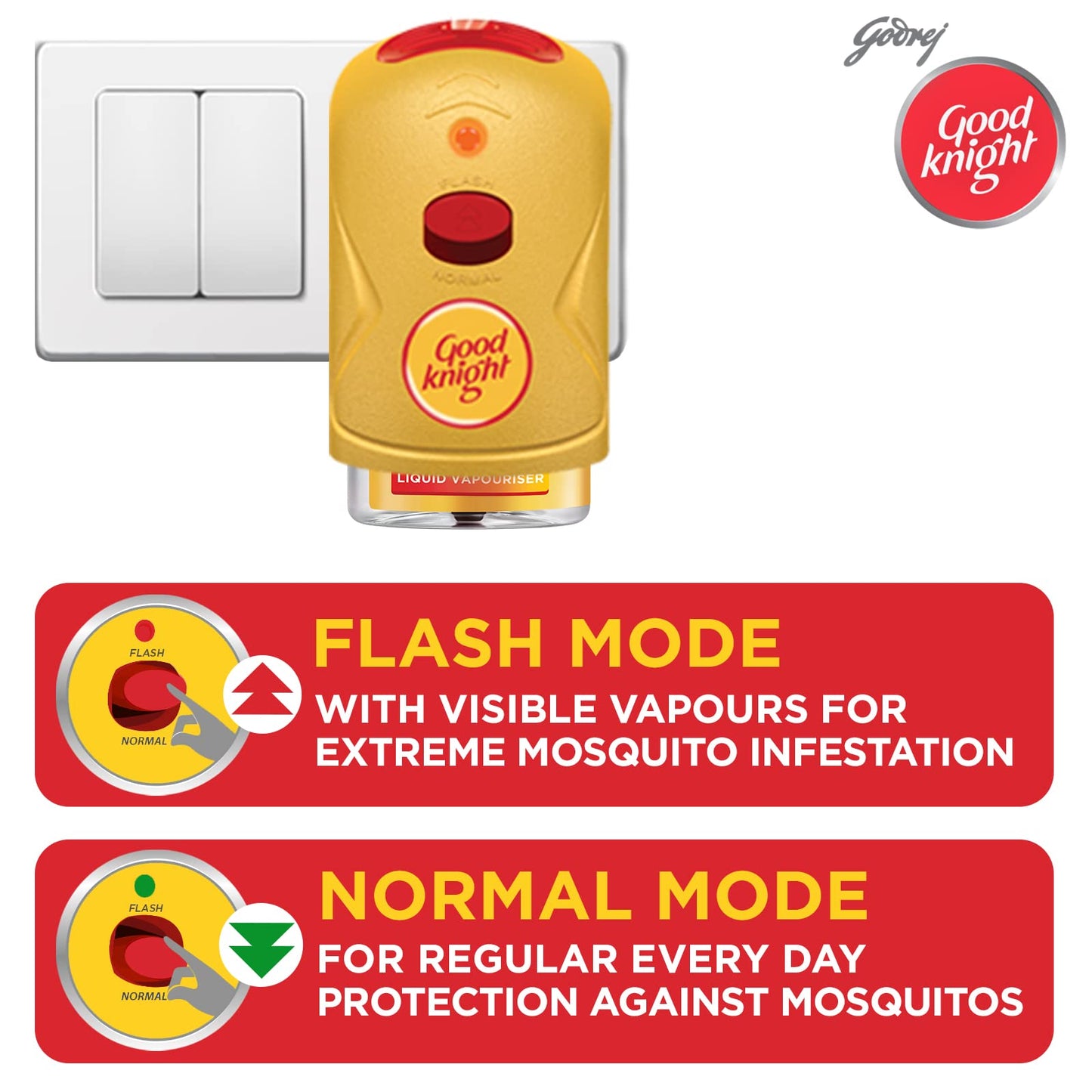 Good knight Gold Flash Liquid Vapourizer | Mosquito Repellent Combo Pack | Machine + Pack of 2 Refills (45ml Each)