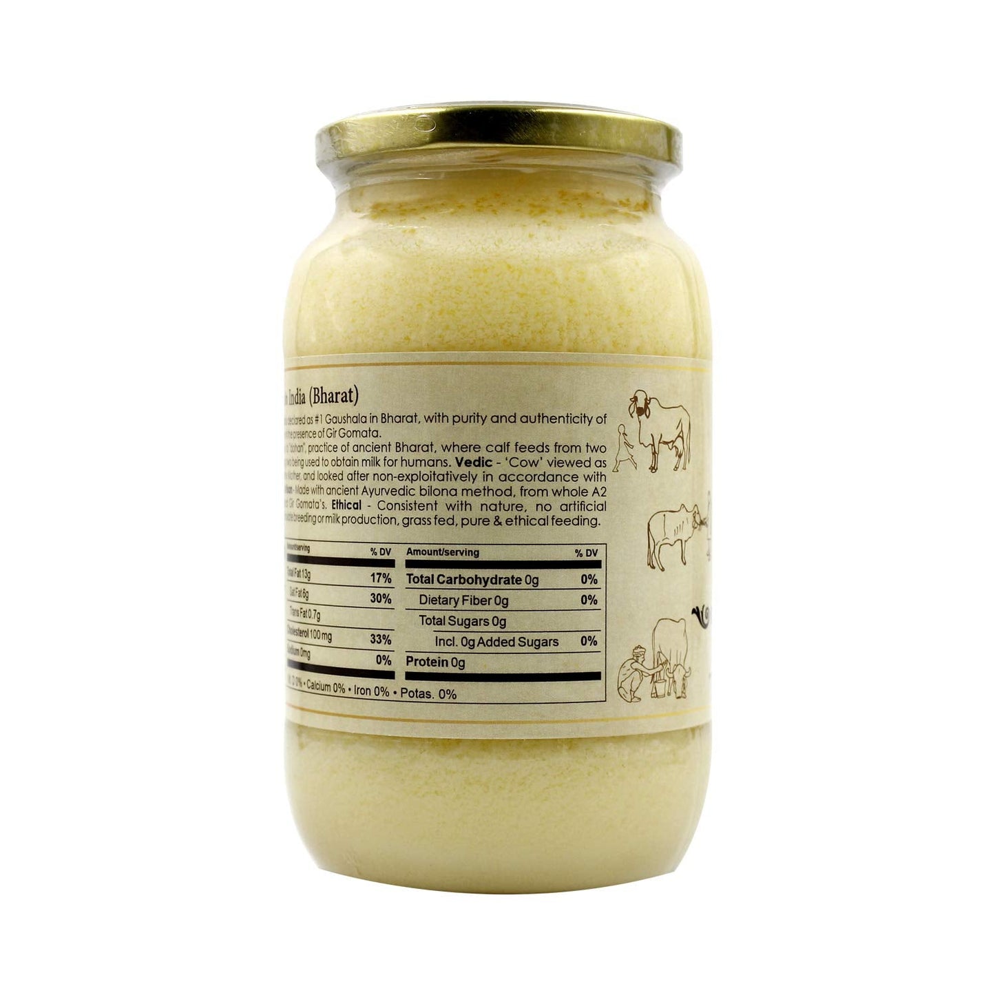 Gir Ahinsak Gau Ghee – Vedic, Ethical, Desi Pure Breed Gir Gaumata (A2), Bilona, Grass-Fed, non-GMO – Good for Health, 1 liter