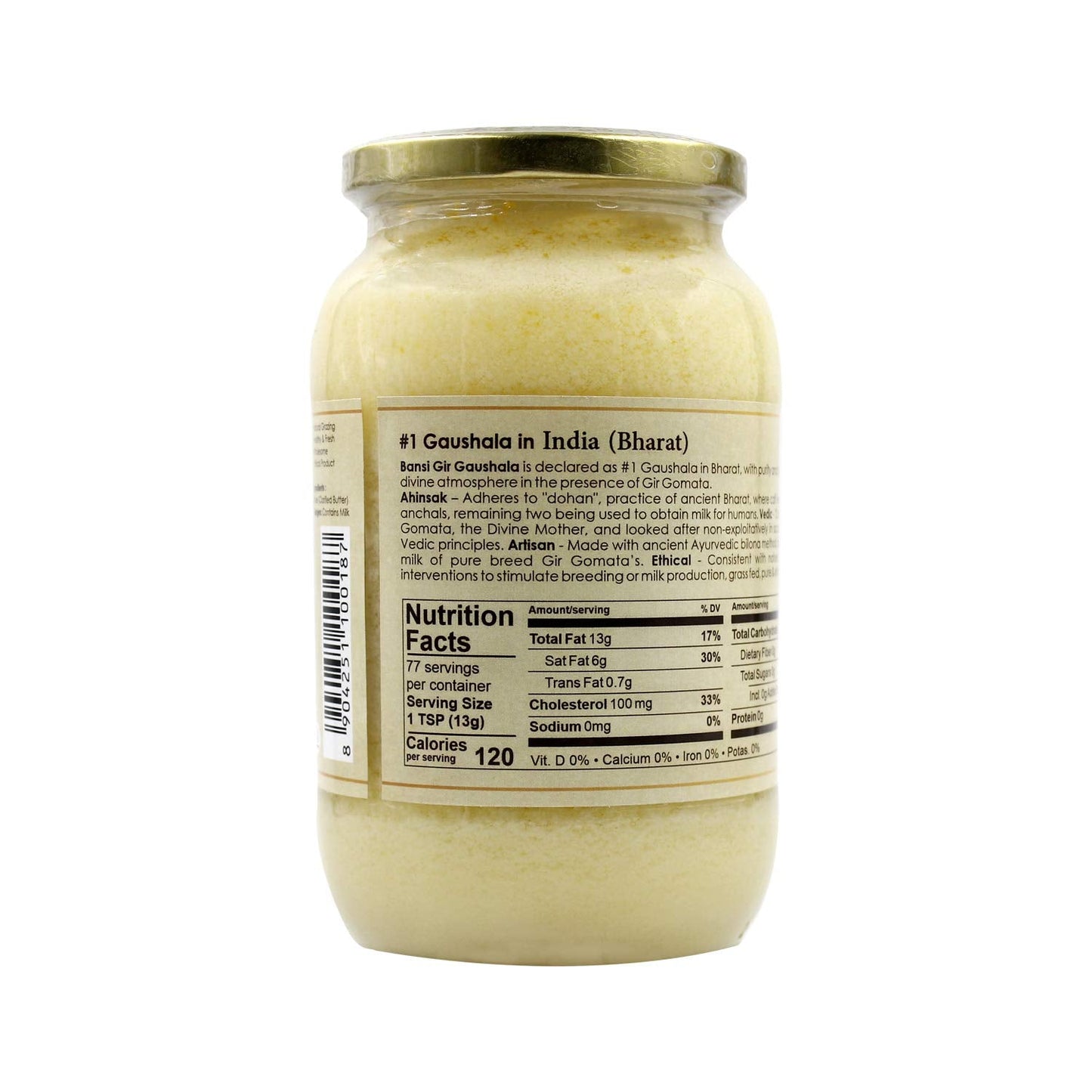 Gir Ahinsak Gau Ghee – Vedic, Ethical, Desi Pure Breed Gir Gaumata (A2), Bilona, Grass-Fed, non-GMO – Good for Health, 1 liter