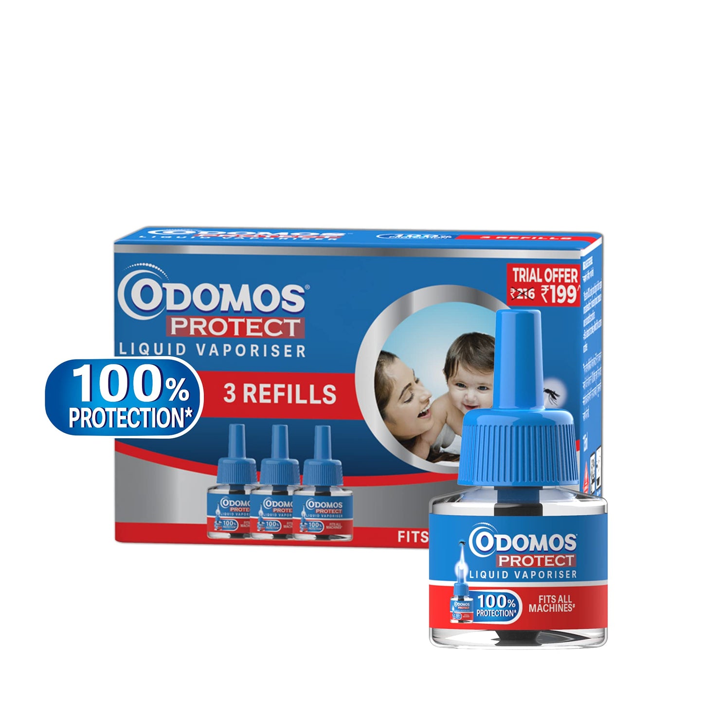 Odomos Protect Mosquito Repellent Liquid Vaporiser Refill (Pack of 6) | Fits all standard machines | Kills Dengue mosquitoes