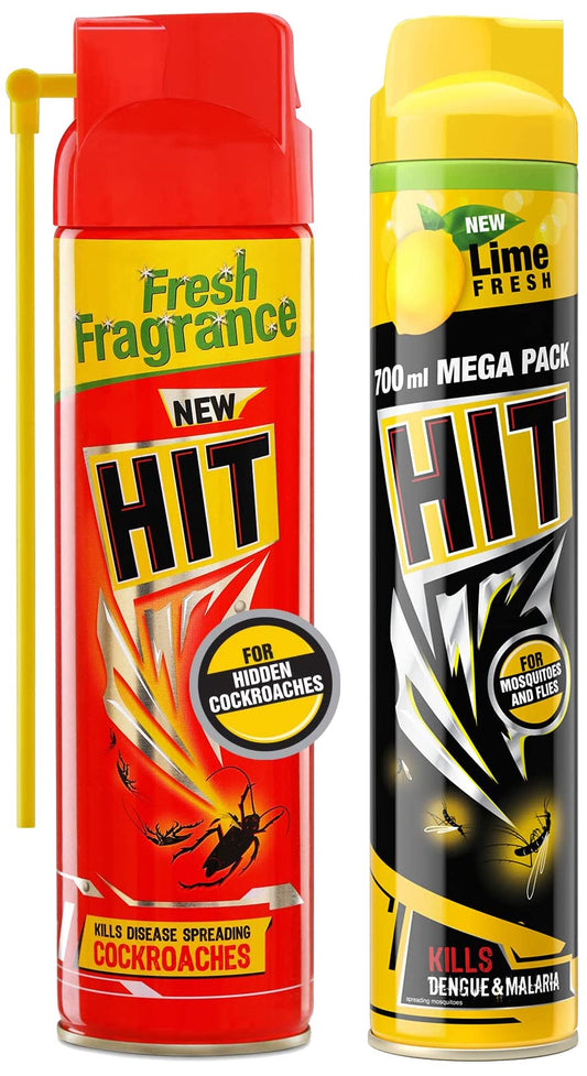 HIT Flying Insect Killer, Lime Fragrance - Mosquito & Fly Killer Spray (700ml)&HIT Flying Insect Killer - Mosquito & Fly Killer Spray (400ml)&HIT Spray - Crawling Insect Killer (200ml) - Instant Kill