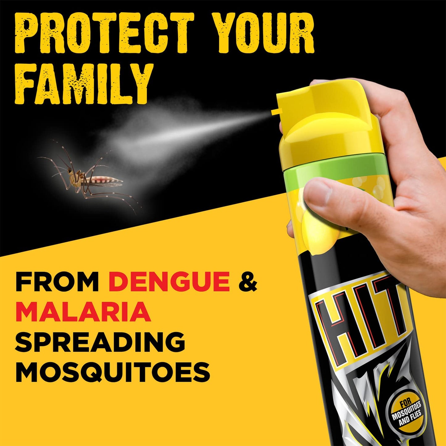 HIT Flying Insect Killer - Mosquito & Fly Killer Spray (400ml) | Lime Fragrance | Instant Kill | Protection from Dengue & Malaria (Pack of 2)