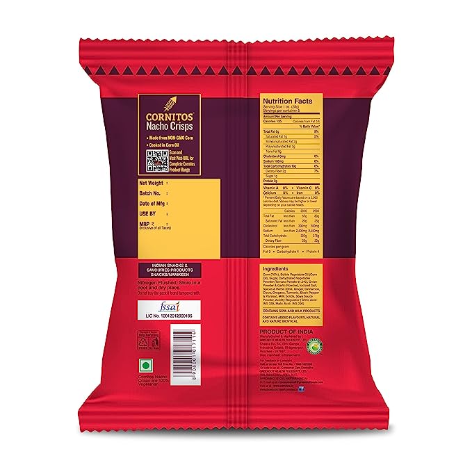 50x Cornitos Nachos Crisps, Tomato Mexicana, Pack of 50 -55g each