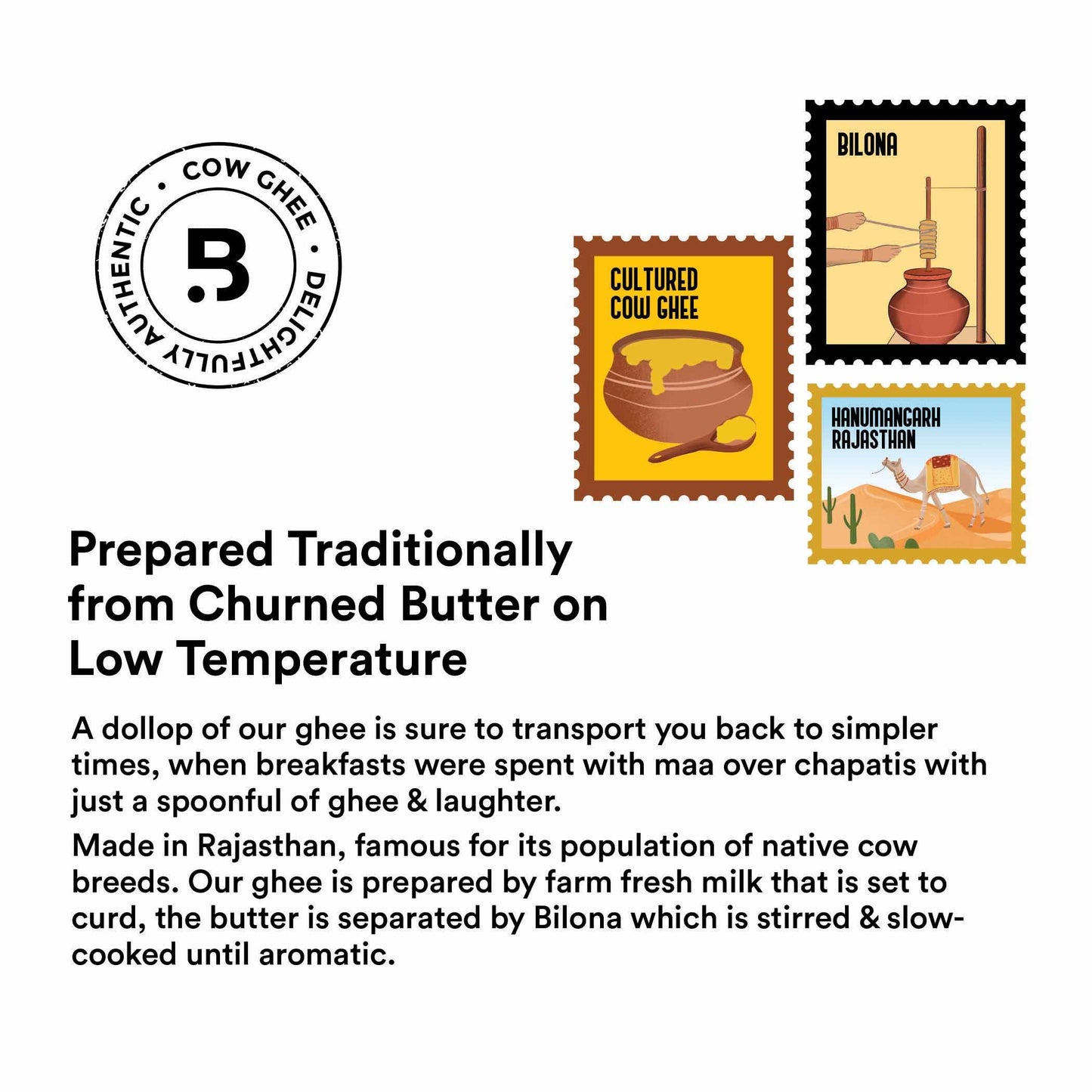 Barosi Premium Cultured Desi Cow Ghee 1 Litre (Combo Pack of 2 * 500ml) | Vedic Bilona Method | Churned from Curd | Pure & Natural | Farm Made in Small Batches | Glass Jar Packing