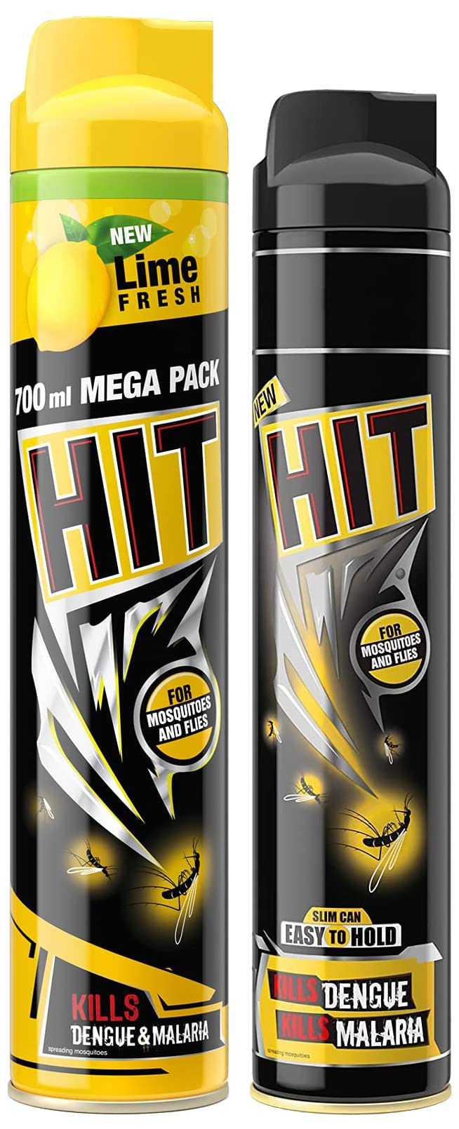 HIT Flying Insect Killer - Mosquito & Fly Killer Spray | Lime Fragrance | Protection from Dengue & Malaria, 700ml & Flying Insect Killer - Mosquito & Fly Killer Spray | Instant Kill, 400ml