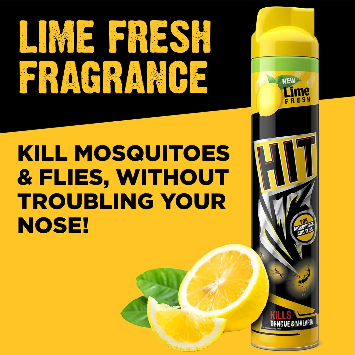 HIT Flying Insect Killer - Mosquito & Fly Killer Spray (700ml) | Lime Fragrance | Instant Kill | Protection from Dengue & Malaria, pack of 5