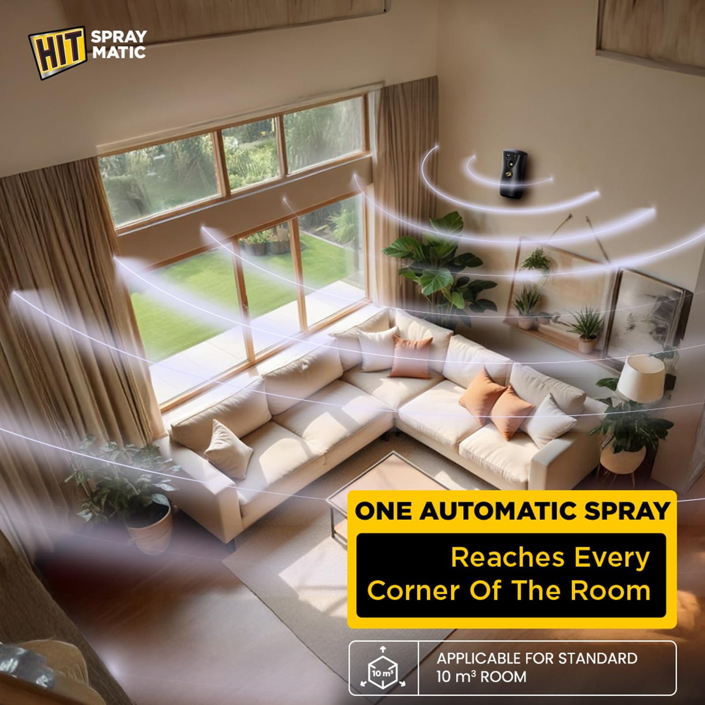 HIT Spray Matic Mosquito Repellent Dispenser Machine + 1 Refill | Automatic Spraying Every 2 hours for Total 6 hours | 12hrs Mosquito Protection | Refill Lasts Up to 2 Months