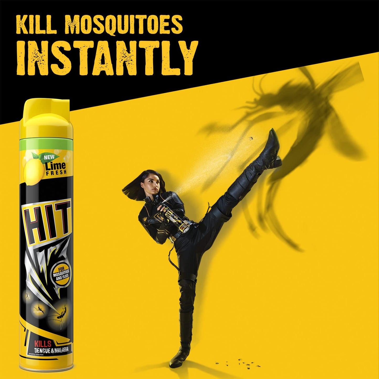 HIT Flying Insect Killer - Mosquito & Fly Killer Spray (400ml) | Lime Fragrance | Instant Kill | Protection from Dengue & Malaria | Pack of 1