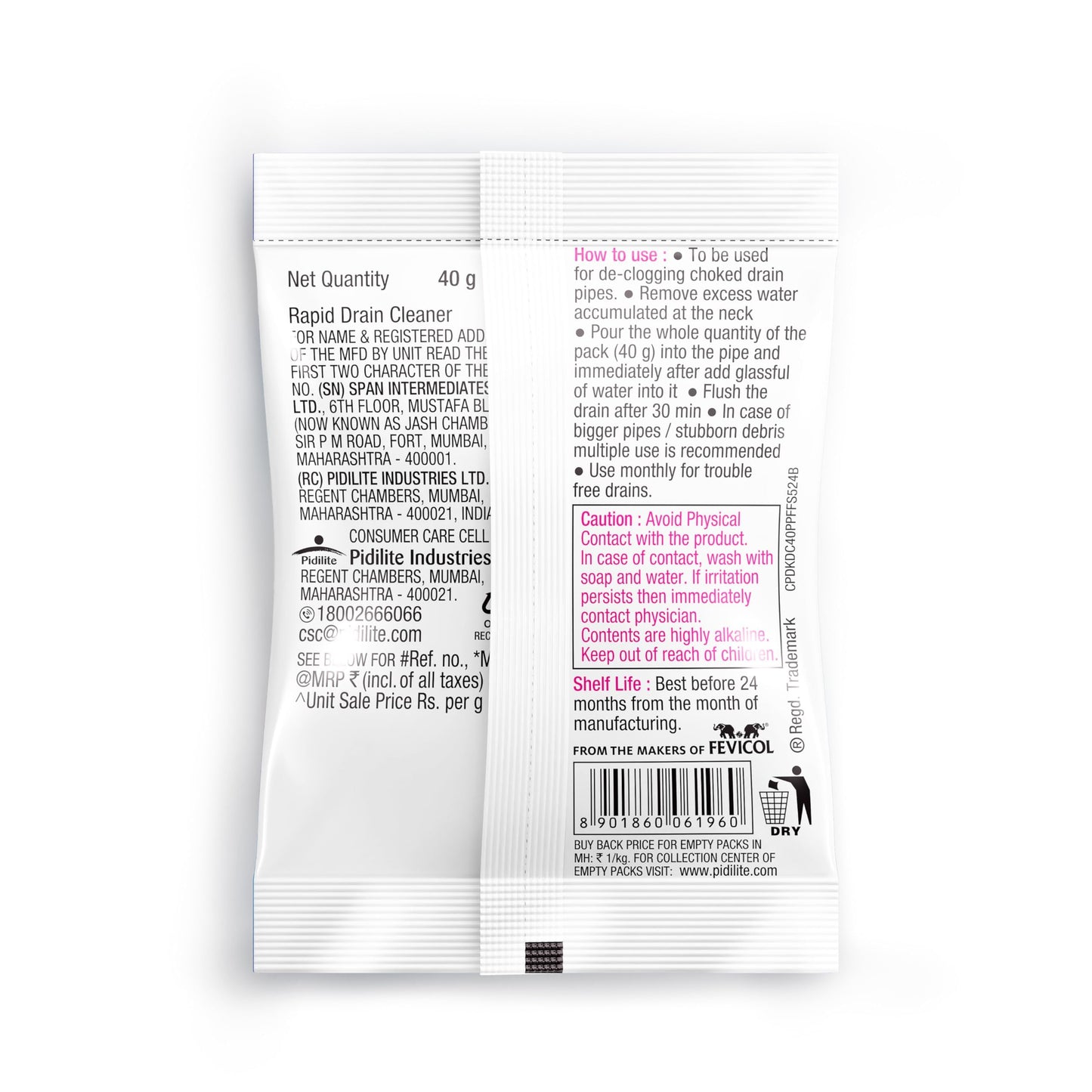 D-Klog Drain Cleaner Powder (40g x 8 Units), Removes Clogs, Blockages in Washbasin, Septic Tank, Sinks, Pipes within 30 mins.Drain expert | Sink cleaner| Toilet Cleaner | No manual hassle required