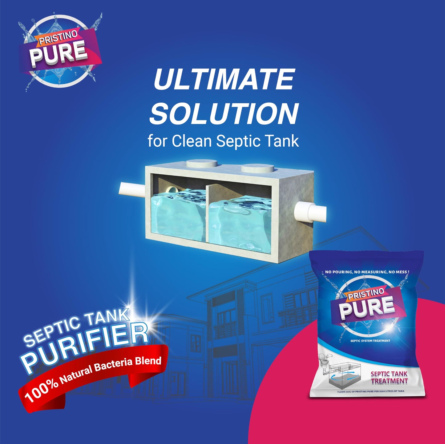 Pristino Pure Septic Tank Cleaner - 500gm | One pack for one-year maintenance| Clears Drains, Prevents Blockages, and Keeps Your Drain System Fresh and Clean!