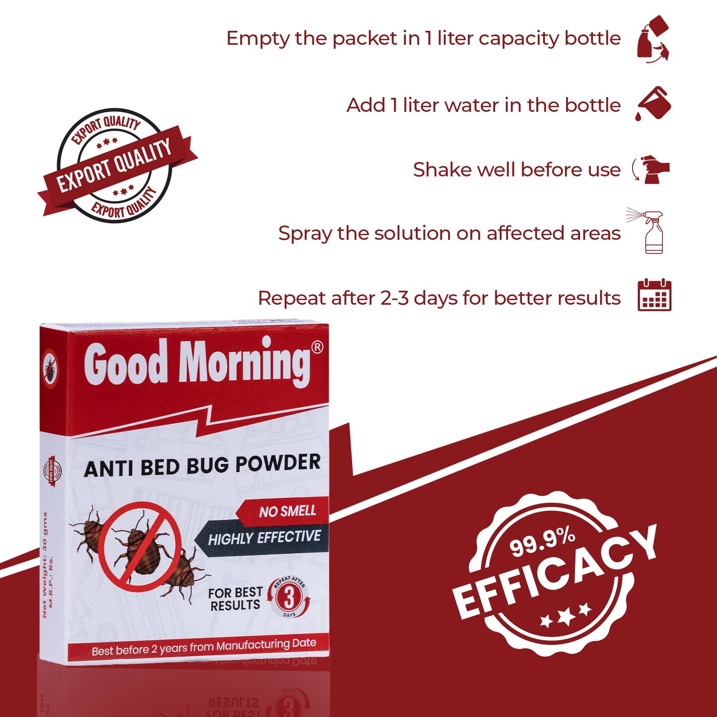 Good Morning Bed Bug Killer Powder Concentrate, Makes 5 Liters Spray (Pack of 5)