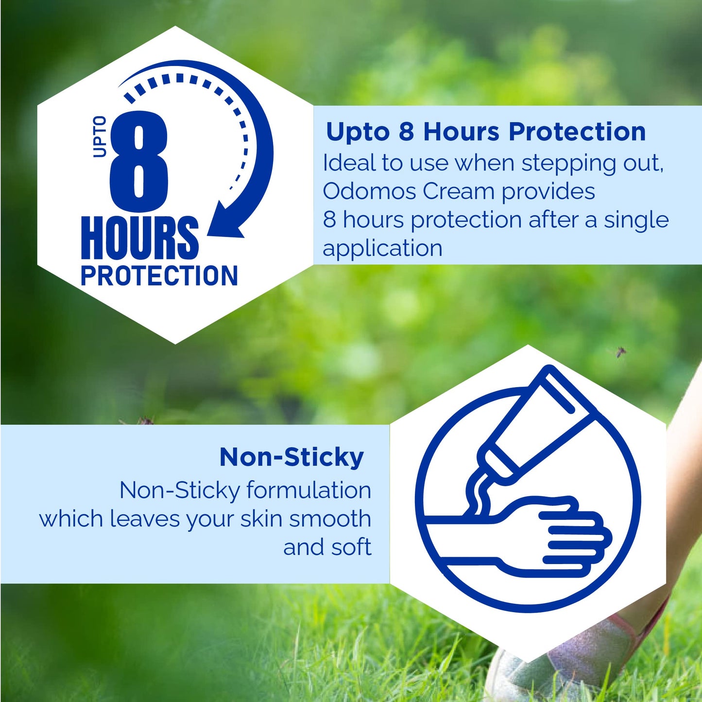 10x Odomos Non-Sticky Mosquito Repellent Cream With Vitamin E & Almond - 100 Gm each - Pack of 10
