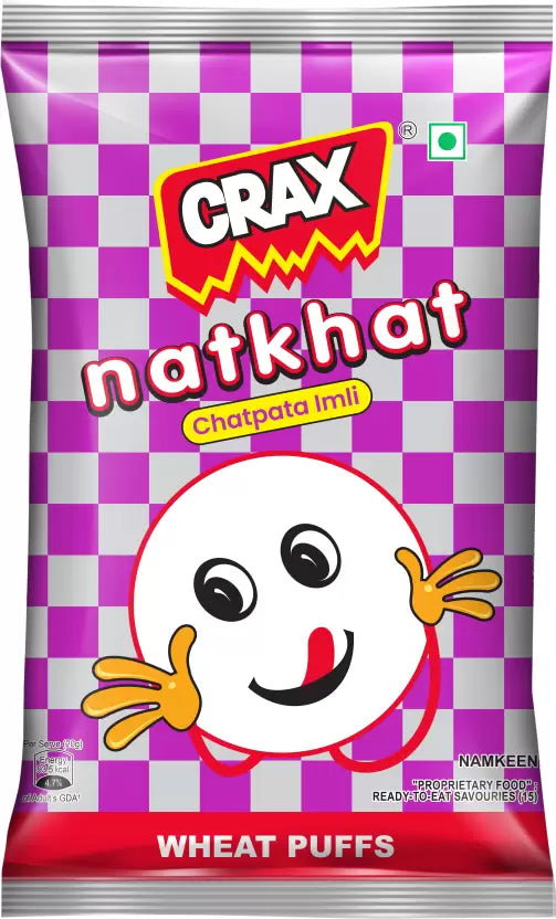 25x CRAX Natkhat Chatpata Imli Wheat Puffs  (82 g each) - Pack of 25